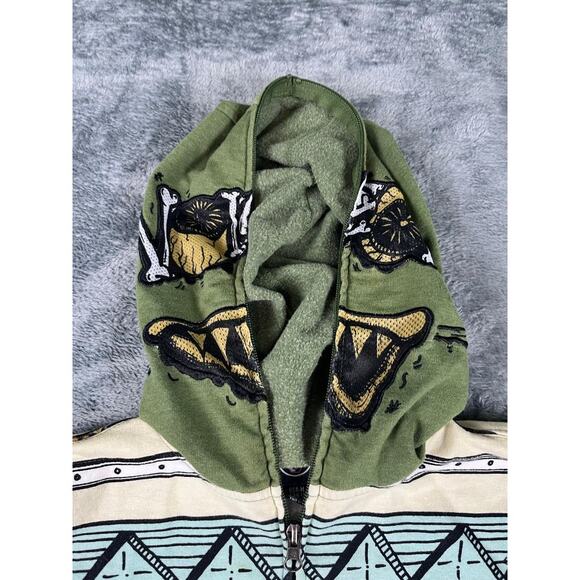 Volcom Women's Green Aztec Striped Full Zip Hoodie Jacket Size M - Picture 4 of 8